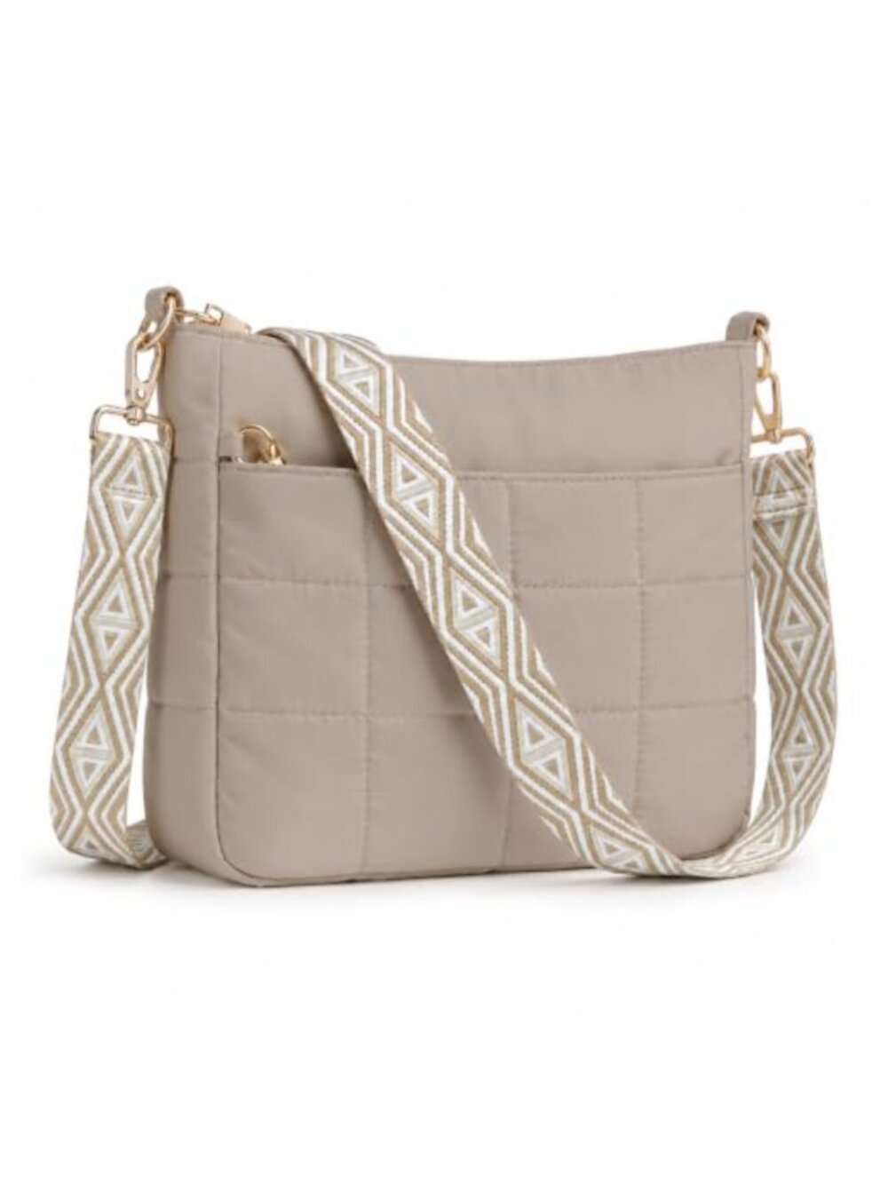Quilted Nylon Crossbody Bag Lightweight Anti-Theft Travel Purse